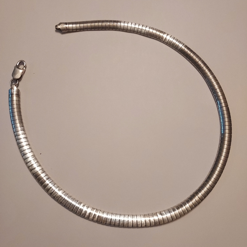 Sterling Silver 925 Omega Italian Necklace